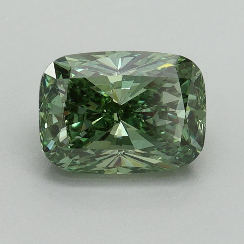 1.50 Ct. Fancy Vivid Green Cushion Lab Grown Diamond