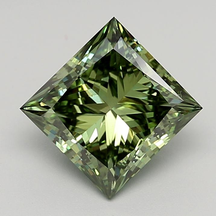 2.69 Ct. Fancy Vivid  Green Princess Lab Grown Diamond