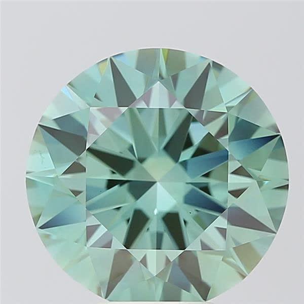 6.63 Ct. Fancy Vivid  Green Round Lab Grown Diamond