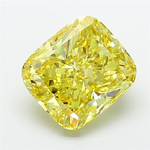 7.01 Ct. Fancy Vivid Yellow Cushion Lab Grown Diamond