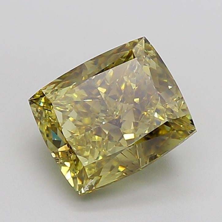 6.53 Ct. Fancy Intense Brownish Yellow Cushion Lab Grown Diamond