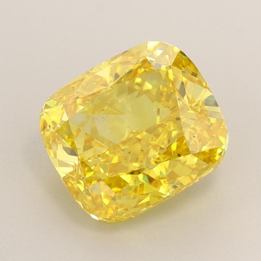 3.00 Ct. Fancy Vivid  Yellow Cushion Lab Grown Diamond