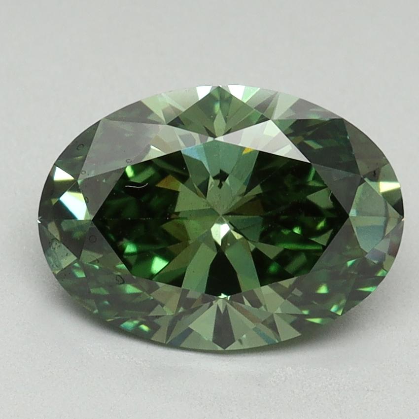 2.00 Ct. Fancy Vivid Green Oval Lab Grown Diamond