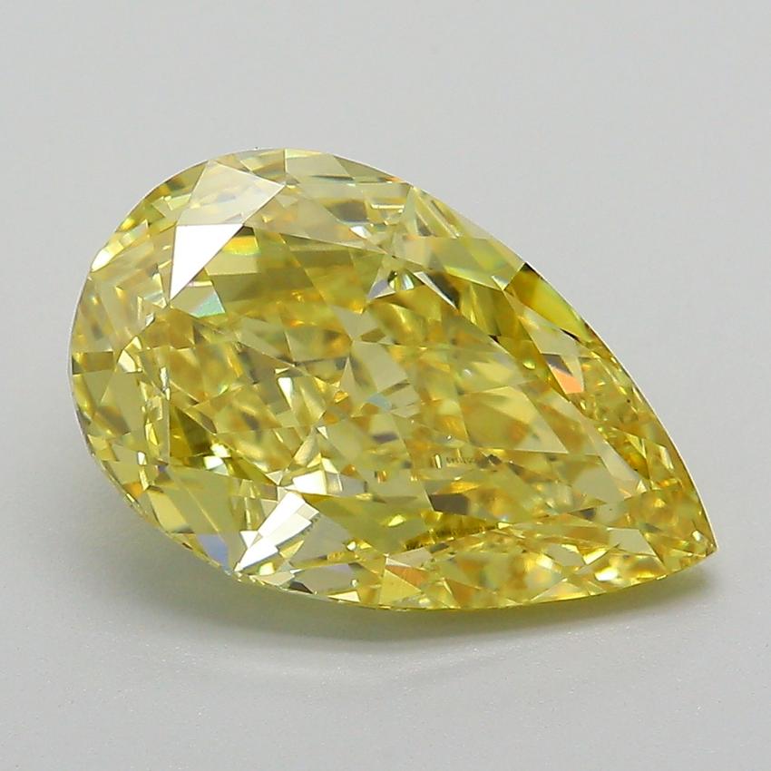 4.03 Ct. Fancy Vivid  Yellow Pear Lab Grown Diamond