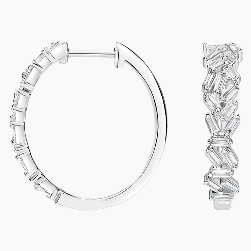 Luxe Baguette Diamond Cluster Hoop Earrings | Brilliant Earth