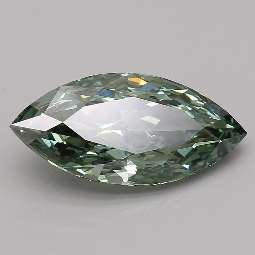 4.37 Ct. Fancy Vivid Green Marquise Lab Grown Diamond