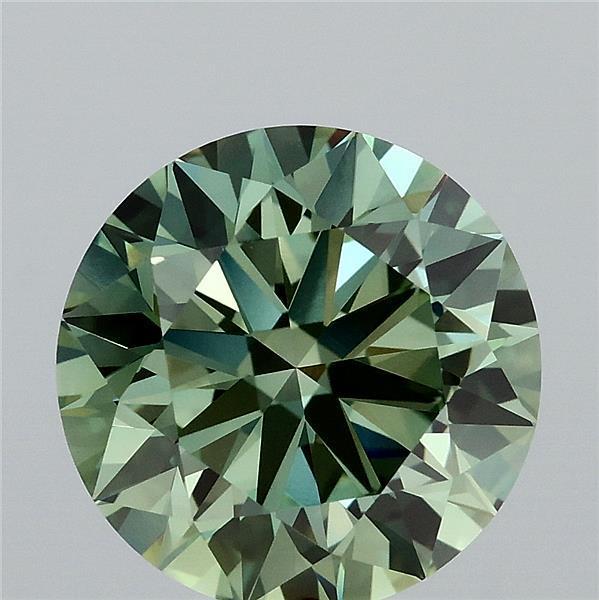 3.22 Ct. Fancy Vivid  Green Round Lab Grown Diamond