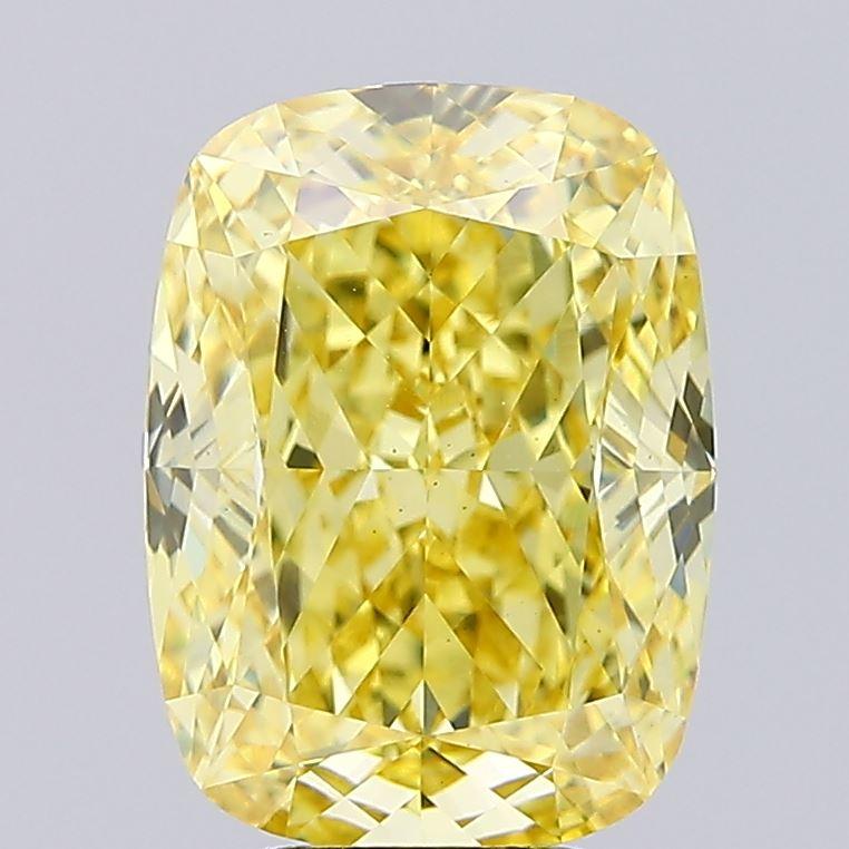 5.04 Ct. Fancy Vivid  Yellow Cushion Lab Grown Diamond