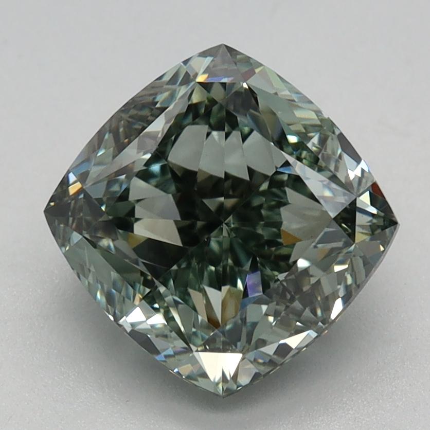 2.08 Ct. Fancy Intense Green Cushion Lab Grown Diamond