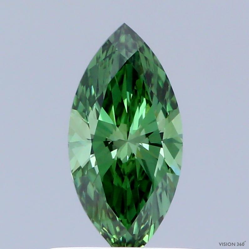 0.65 Ct. Fancy Vivid Green Marquise Lab Grown Diamond
