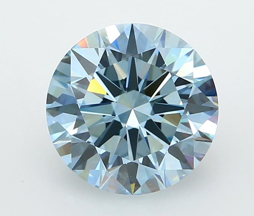 3.01 Ct. Fancy Vivid  Blue Round Lab Grown Diamond