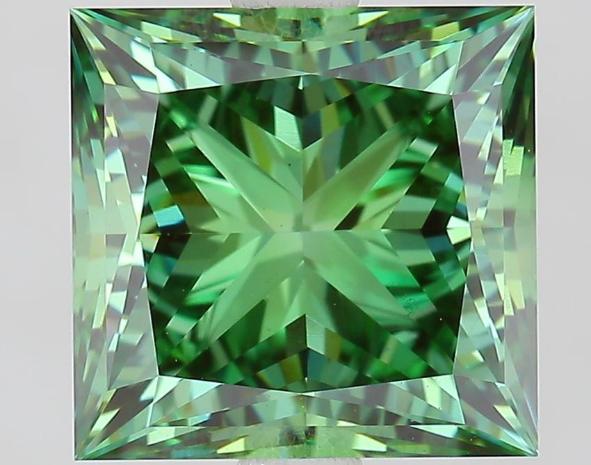 3.11 Ct. Fancy Vivid Green Princess Lab Grown Diamond