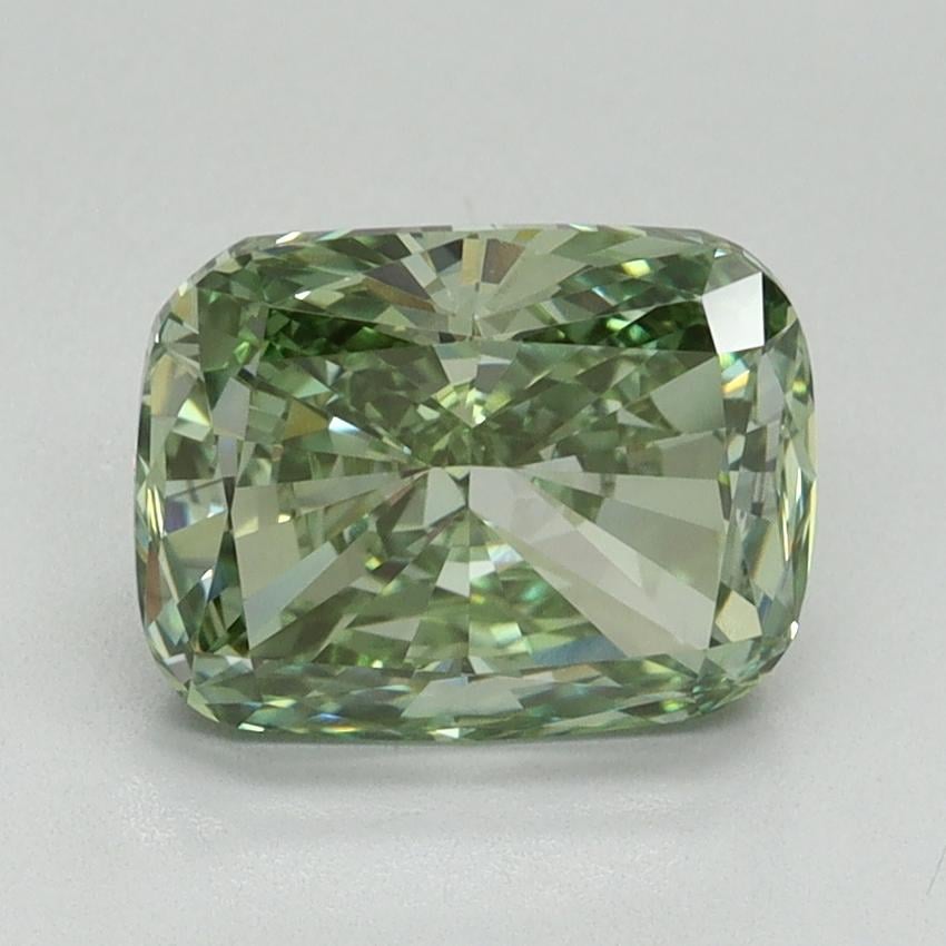 2.08 Ct. Fancy Vivid Green Cushion Lab Grown Diamond