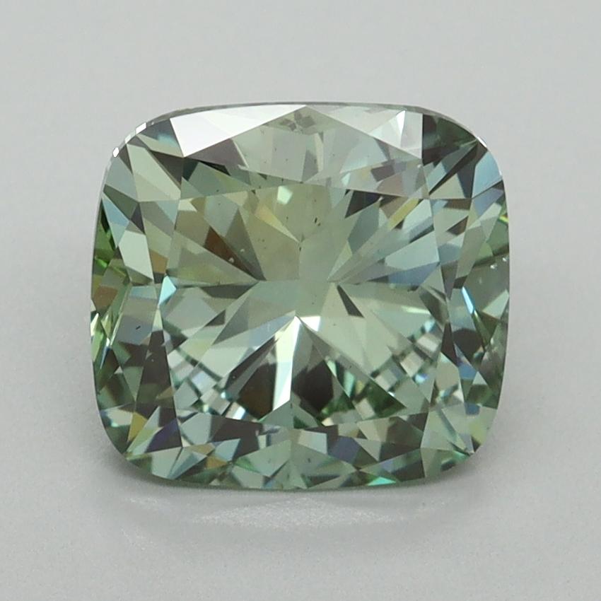 2.20 Ct. Fancy Vivid Green Cushion Lab Grown Diamond