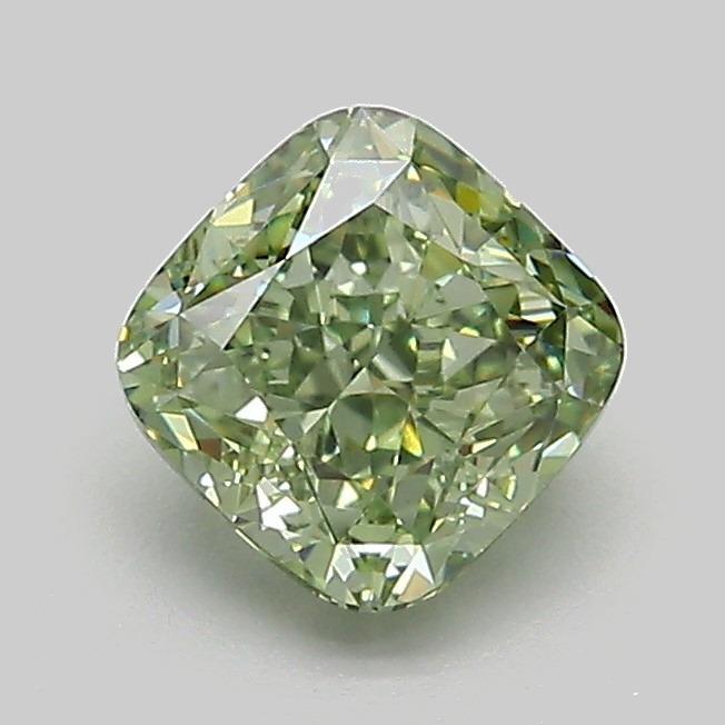 1.06 Ct. Fancy Vivid Green Cushion Lab Grown Diamond