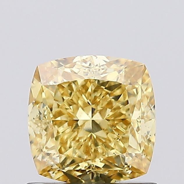 1.14 Ct. Fancy Vivid Yellow Cushion Lab Grown Diamond
