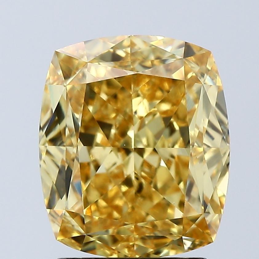 3.02 Ct. Fancy Vivid Yellow Cushion Lab Grown Diamond