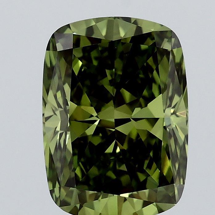 2.12 Ct. Fancy Vivid Green Cushion Lab Grown Diamond