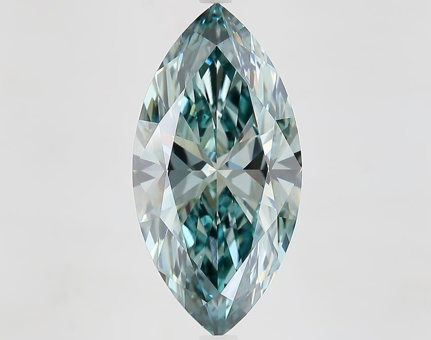 6.01 Ct. Fancy Vivid Bluish Green Marquise Lab Grown Diamond