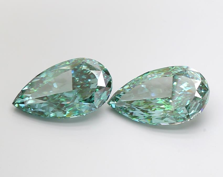 15.09 Ct. Fancy Vivid Green Pear Lab Grown Diamond