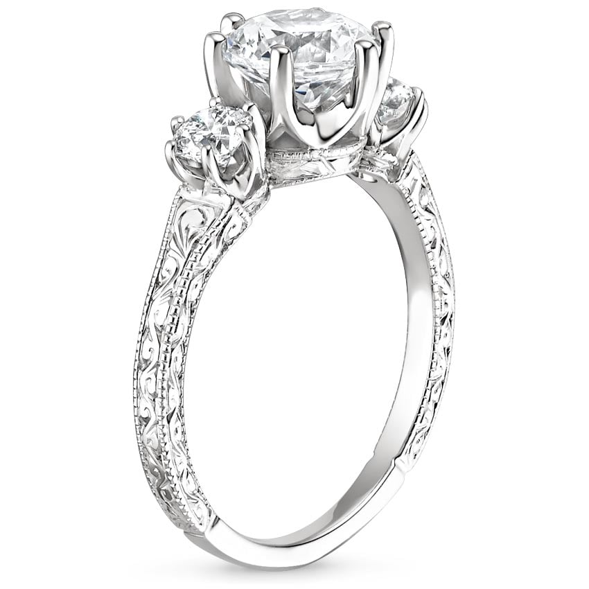 18K White Gold Three Stone Hudson Diamond Ring (1/3 ct. tw.), large side view
