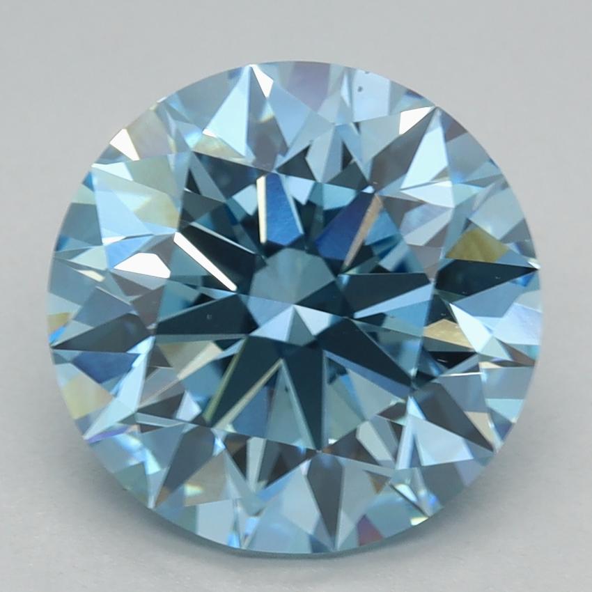 3.08 Ct. Fancy Vivid Blue Round Lab Grown Diamond