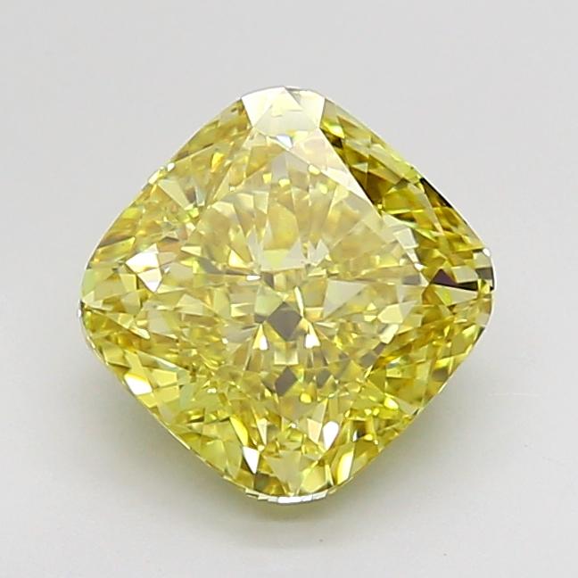 3.01 Ct. Fancy Intense  Yellow Cushion Lab Grown Diamond