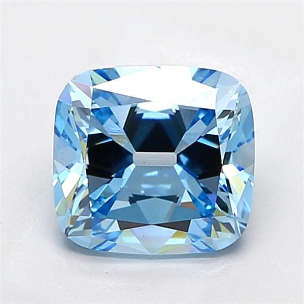 3.02 Ct. Fancy Vivid  Blue Cushion Lab Grown Diamond