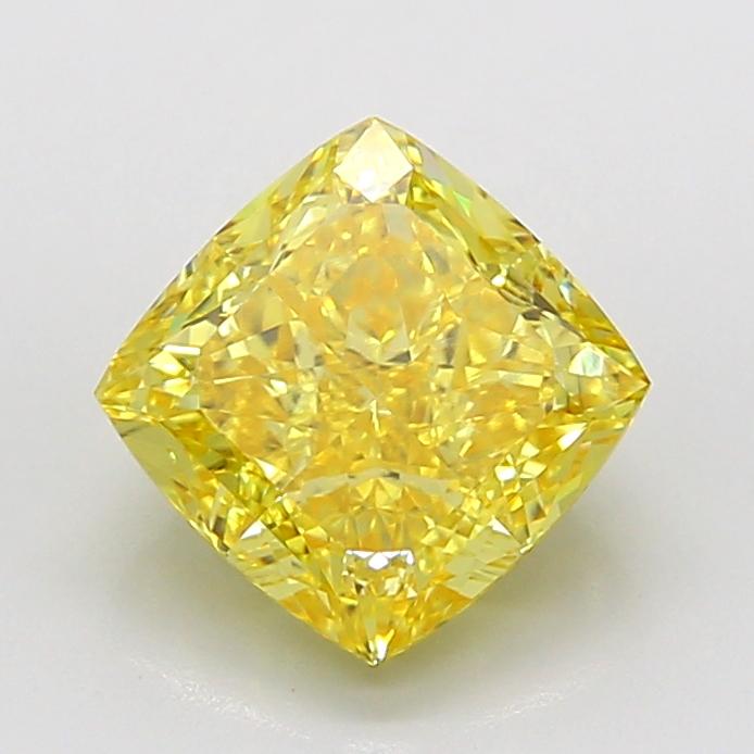4.02 Ct. Fancy Vivid  Yellow Cushion Lab Grown Diamond