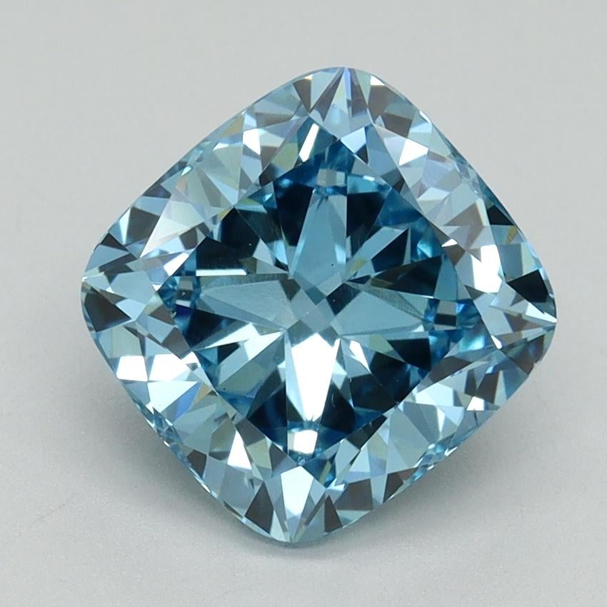 2.61 Ct. Fancy Vivid Malibu Blue Cushion Lab Grown Diamond