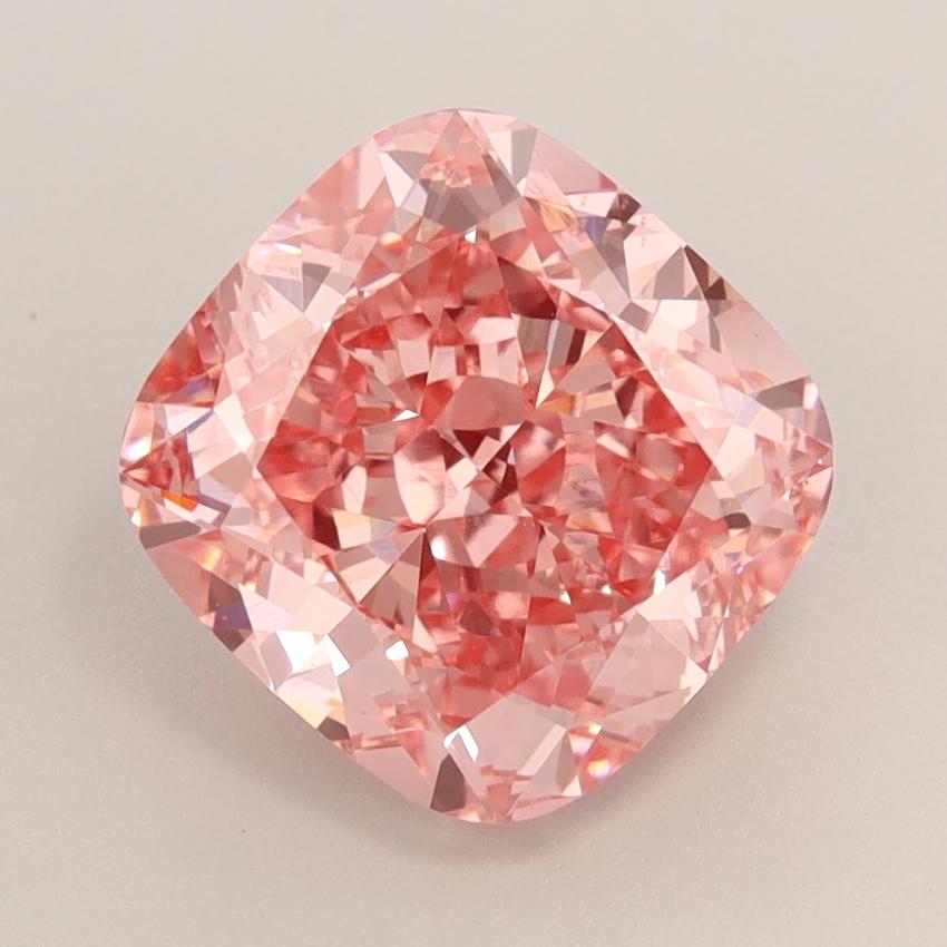4.18 Ct. Fancy Vivid  Pink Cushion Lab Grown Diamond