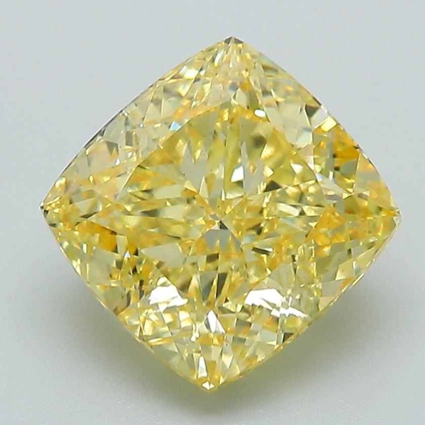 3.02 Ct. Fancy Intense Yellow Cushion Lab Grown Diamond