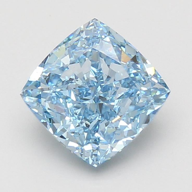 3.07 Ct. Fancy Vivid Blue Cushion Lab Grown Diamond