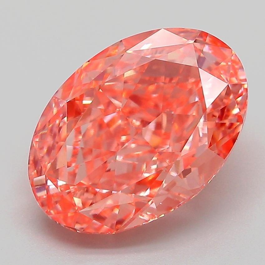 4.23 Ct. Fancy Vivid Pink Orange Oval Lab Grown Diamond