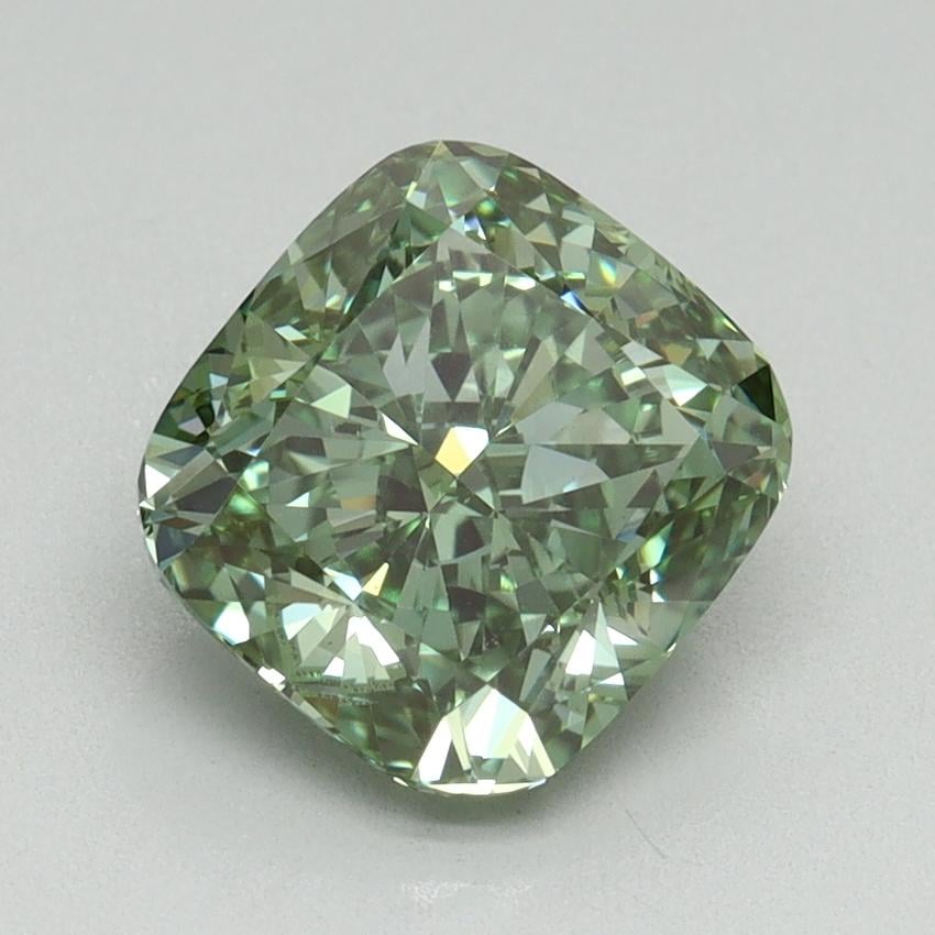 2.54 Ct. Fancy Vivid Green Cushion Lab Grown Diamond
