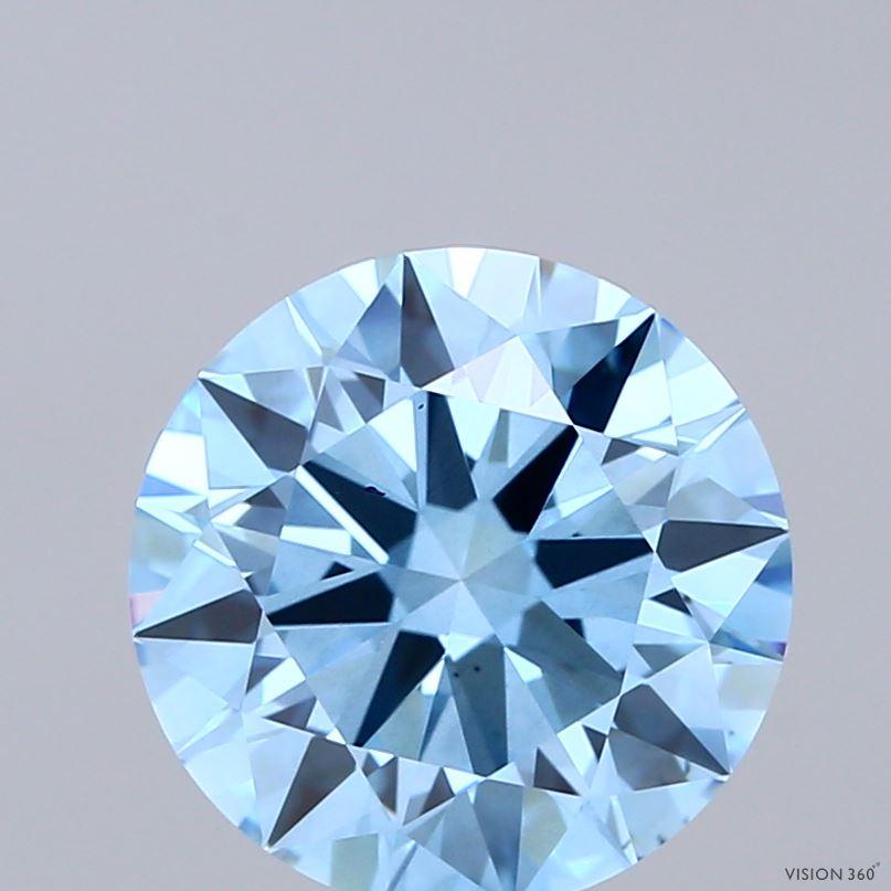 3.02 Ct. Fancy Vivid  Blue Round Lab Grown Diamond