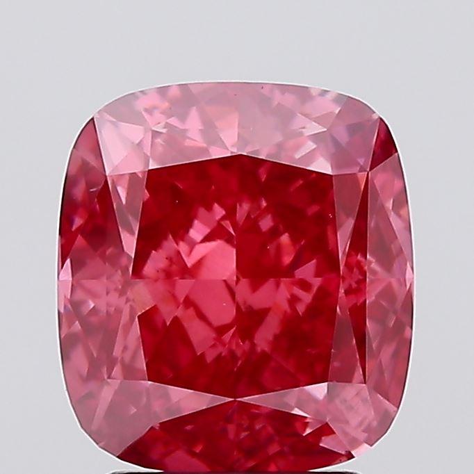 3.03 Ct. Fancy Vivid Pink Cushion Lab Grown Diamond