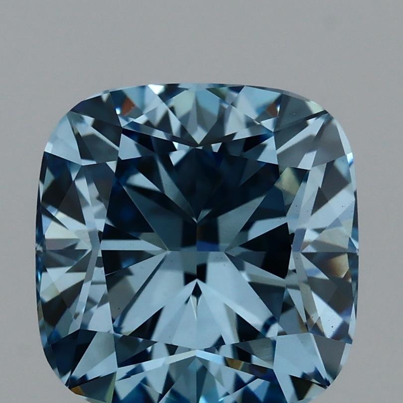 2.07 Ct. Fancy Vivid Blue Cushion Lab Grown Diamond