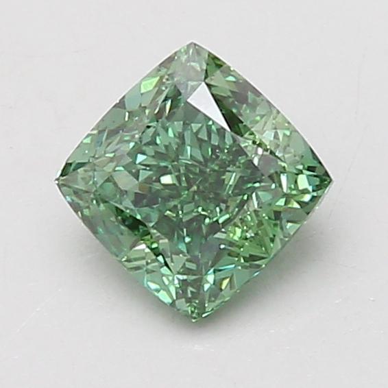 1.08 Ct. Fancy Vivid Green Cushion Lab Grown Diamond