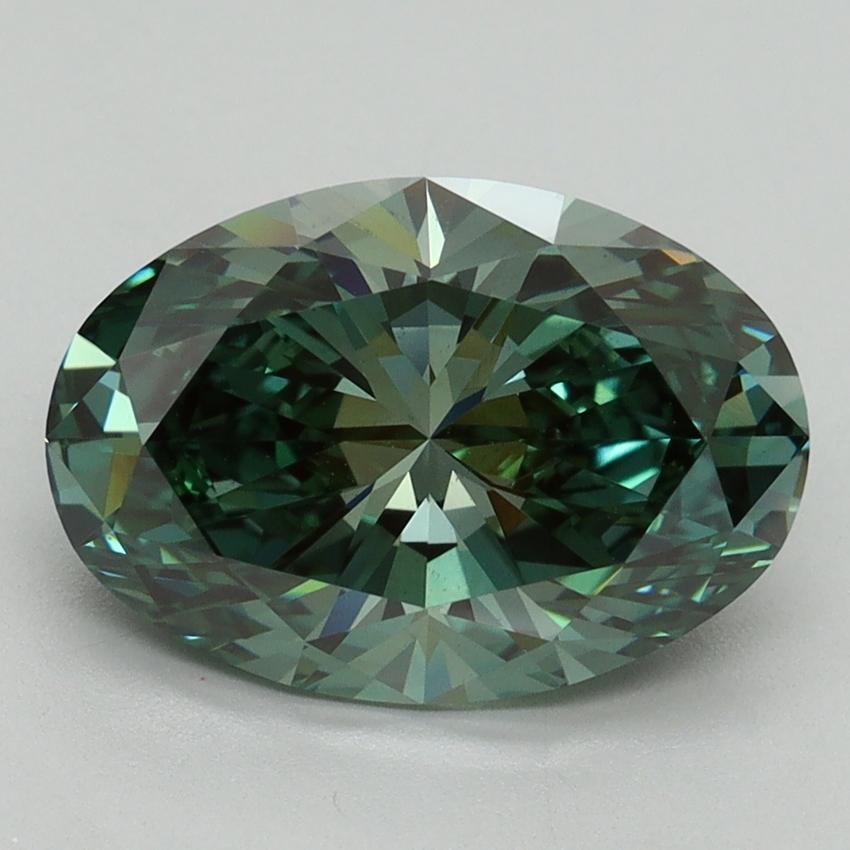 3.15 Ct. Fancy Vivid Pacific Green Oval Lab Grown Diamond
