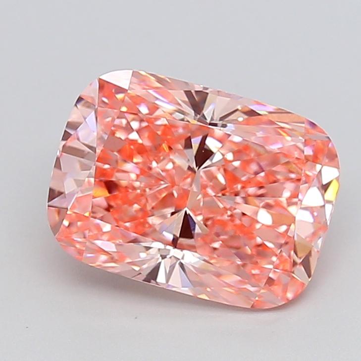 3.01 Ct. Fancy Vivid  Pink Cushion Lab Grown Diamond