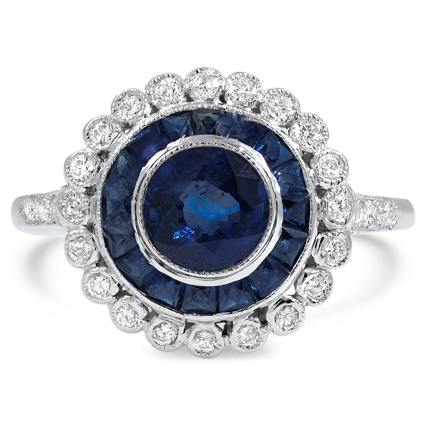 Art Deco Reproduction Sapphire Cocktail Ring