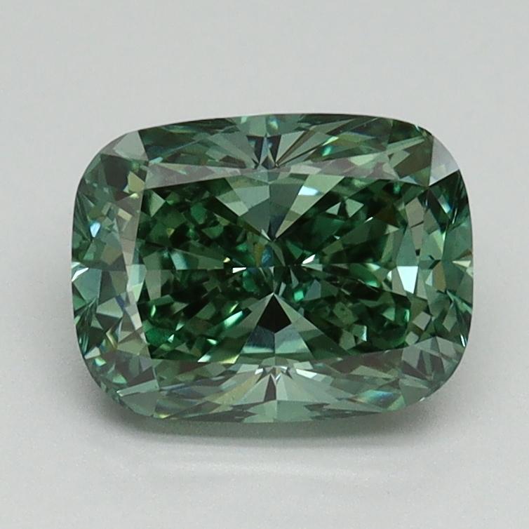 1.50 Ct. Fancy Vivid Green Cushion Lab Grown Diamond