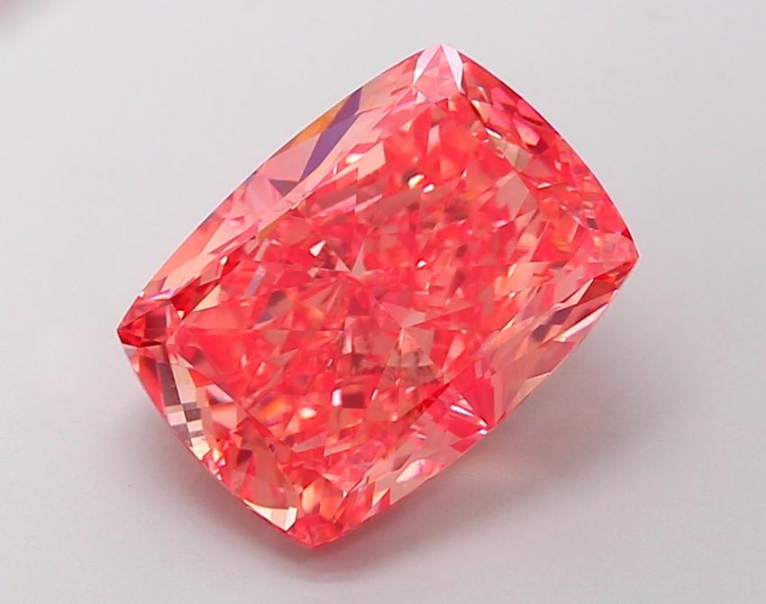 6.04 Ct. Fancy Vivid Pink Cushion Lab Grown Diamond