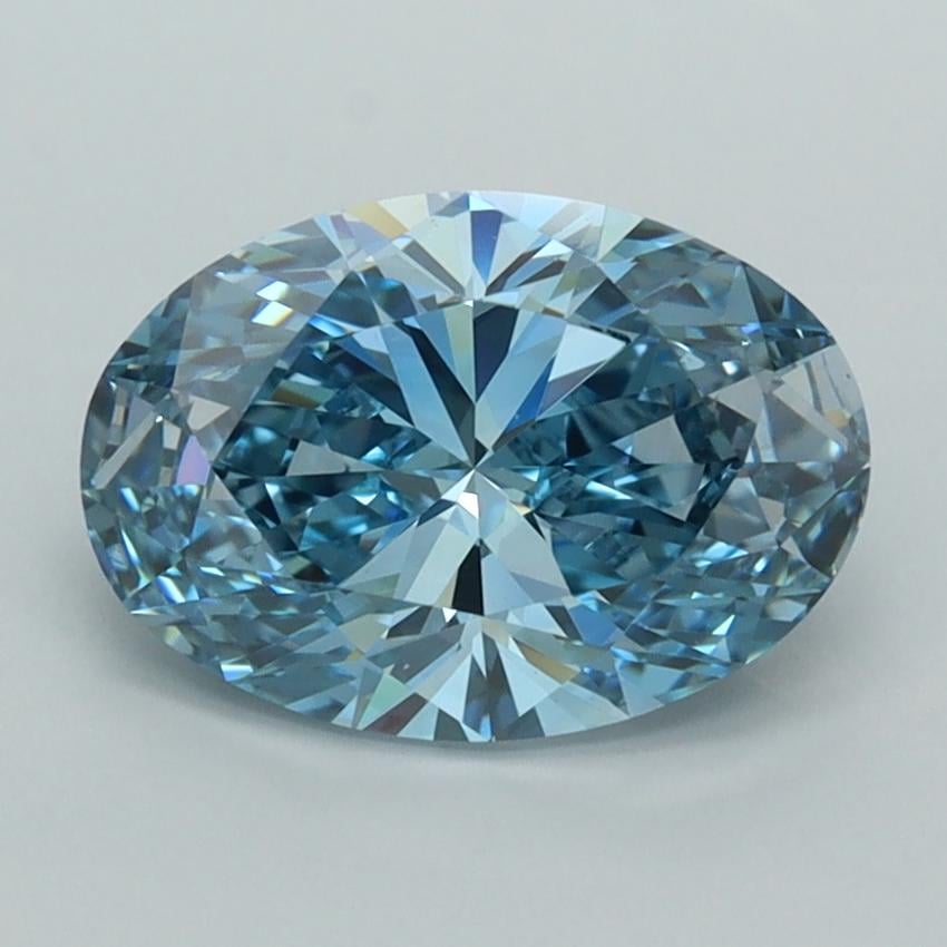 2.05 Ct. Fancy Vivid  Blue Oval Lab Grown Diamond