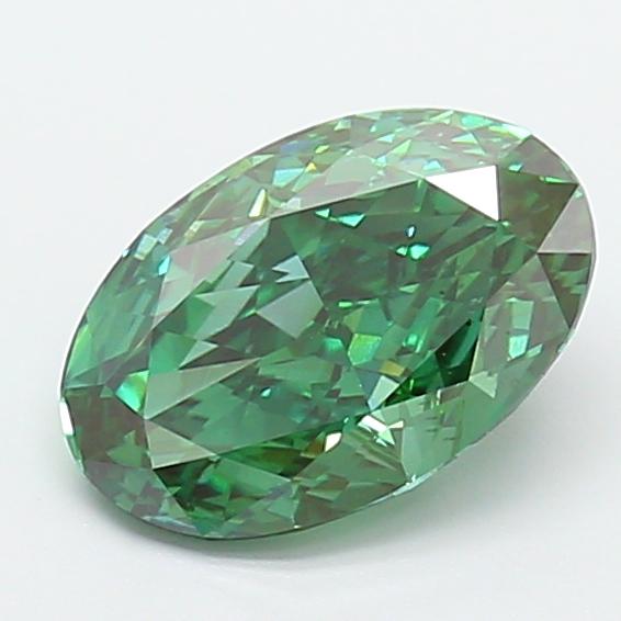2.57 Ct. Fancy Vivid Green Oval Lab Grown Diamond
