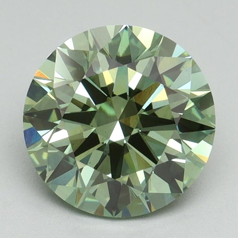 2.15 Ct. Fancy Vivid Green Round Lab Grown Diamond