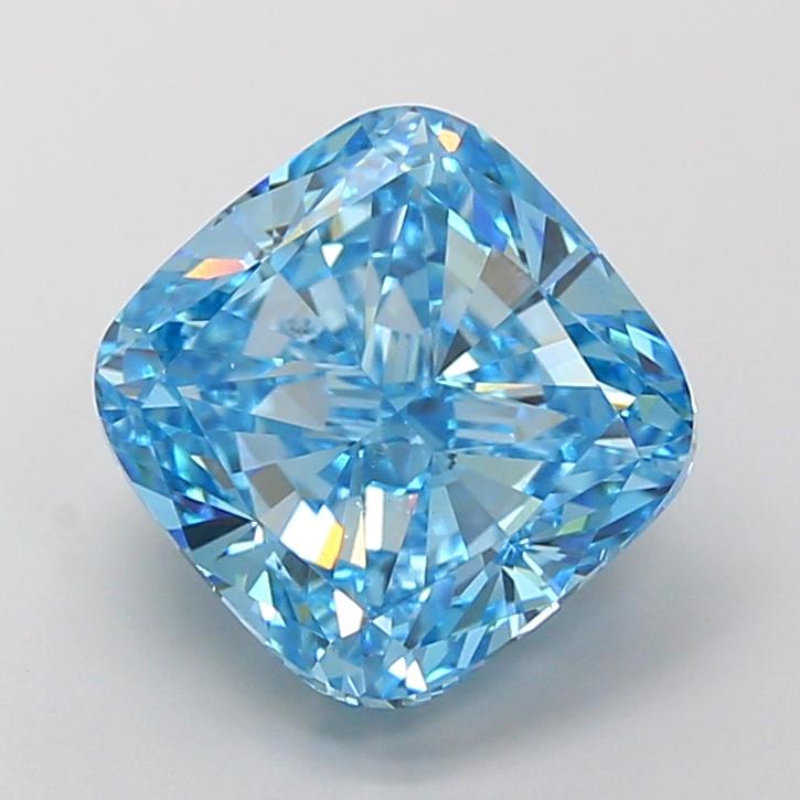 5.03 Ct. Fancy Vivid Blue Cushion Lab Grown Diamond