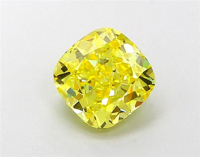 2.04 Ct. Fancy Vivid  Yellow Cushion Lab Grown Diamond