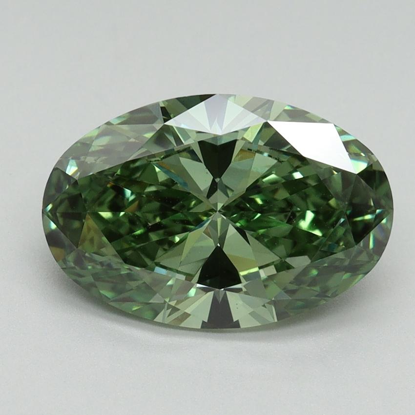 3.00 Ct. Fancy Vivid Green Oval Lab Grown Diamond